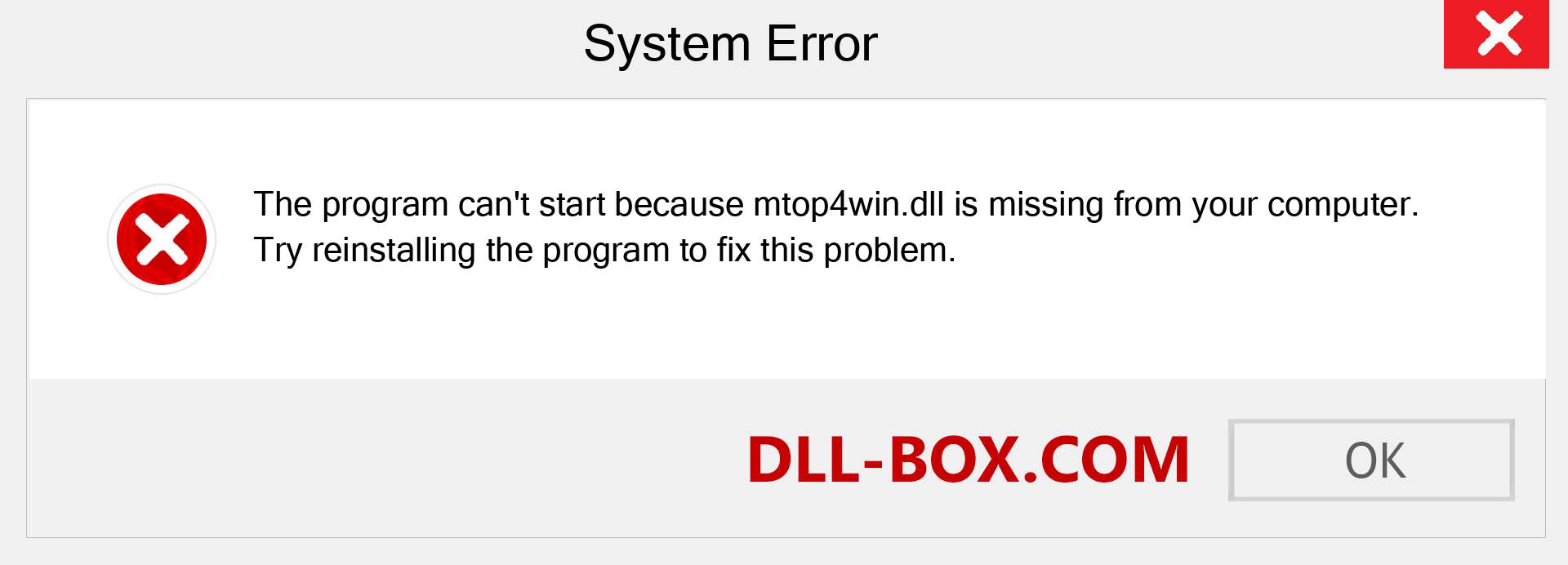  mtop4win.dll file is missing?. Download for Windows 7, 8, 10 - Fix  mtop4win dll Missing Error on Windows, photos, images